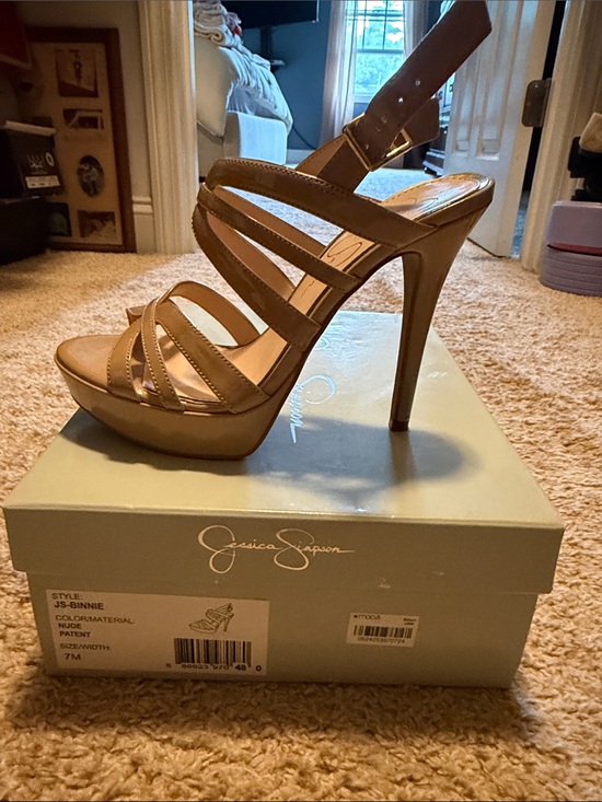 Jessica Simpson Shoes - Jessica Simpson Nude Strappy Platform Stiletto Heels